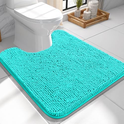 OLANLY Toilet Rugs U-Shaped 24x24, Soft Absorbent Chenille Contour Rugs by OLANLY