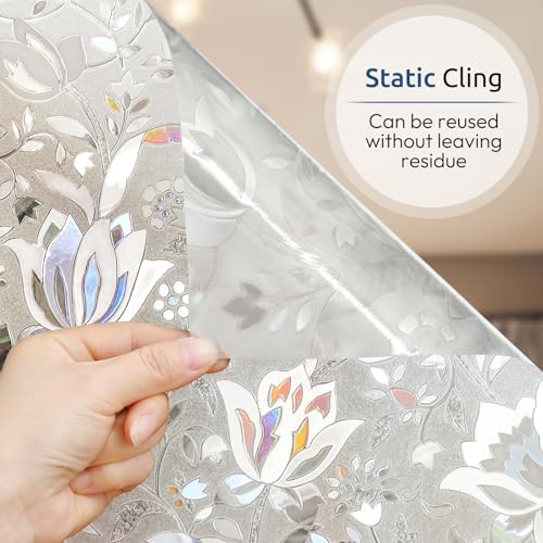 rabbitgoo Window Privacy Film, Stained Glass Cling, Tulip 35.4" x 118.1" - Image 4