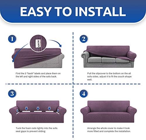 KEKUOU Stretch Chair Sofa Slipcover, Single Couch Cover,Dark Purple - Image 4