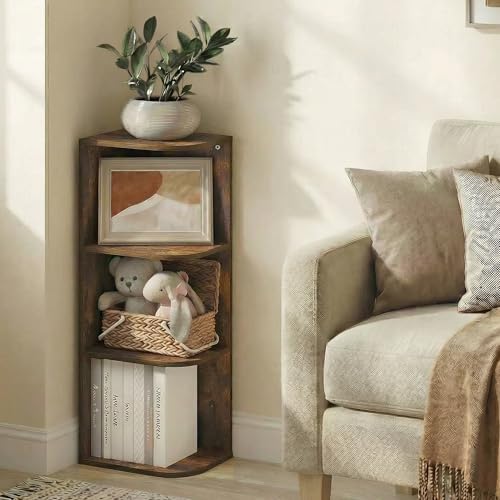 Furinno PASIR Book Shelf, 3-Tier Corner Bookshelf with Open Shelf, Standing Bookcase, 9.3 x 12 x 31.5, for Organization and Storage, for Living Room, Bedroom, Home Office, Amber Pine - Image 4