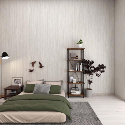 Timeet Peel and Stick Wallpaper Modern Self Adhesive Wallpaper Textured Neutral Stripe Contact Paper Removable Vinyl Wall Paper for Accent Wall Modern Minimalist Wall Decor 17.3" x 78.7" - Image 2