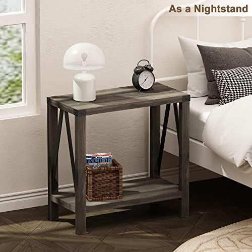 ChooChoo Farmhouse End Tables Living Room Set of 2, Narrow Side Tables - Image 6