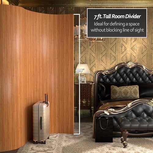 Red Lantern 7 ft. Tall Bamboo Wave Screen - Natural - Image 4