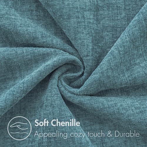 MIULEE Soft Chenille Euro Throw Pillow Covers Blue Ashes 22x22 Pack of 2 - Image 2