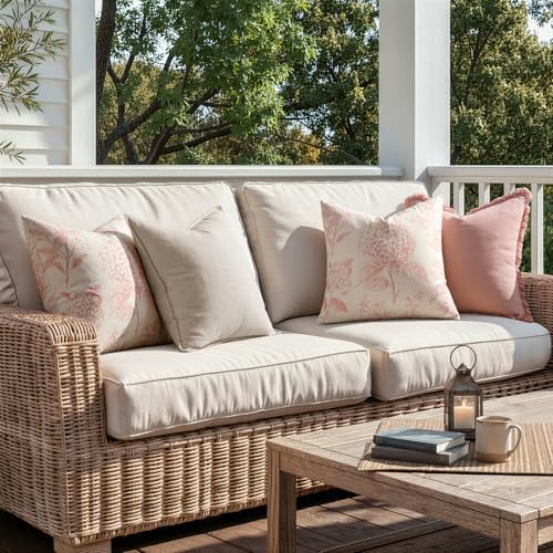 Set of 2 Decorative Floral Pillow Covers 20x20 Inch Light Pink - Image 5