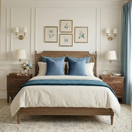 GIGIZAZA Stone Blue Velvet Throw Pillow Covers 22x22 Pack of 2 - Image 6