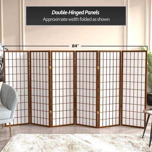 4 ft. Short Window Pane Shoji Screen - Walnut - 6 Panels - Image 5