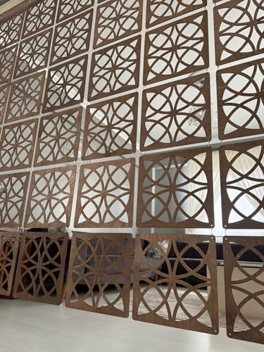 Wooden Hanging Room Divider Panels, Walnut, Set of 12 - Image 6