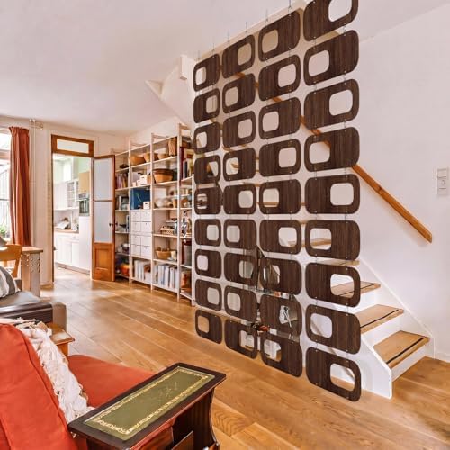 Thyle 4 Strings Mid Century Modern Room Divider Brown Hanging Decorative Screen Accents Abstract Wall Sculpture Geometric Panels for Interior Panel Privacy Screen Panels Set - Image 5