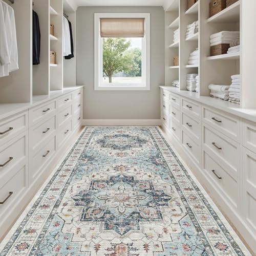 Madane 4x10 Wide Hallway Runner Rug Washable for Living Room, Blue - Image 3