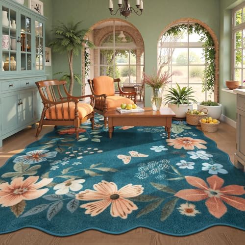 Lahome Floral Washable Rugs 8x10, Soft 8x10 Rugs for Living Room Bedroom by Lahome