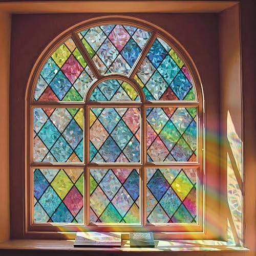 Stained Glass Window Privacy Film, Static Cling, 17.5" x 157.5" by Anewlookinnotime