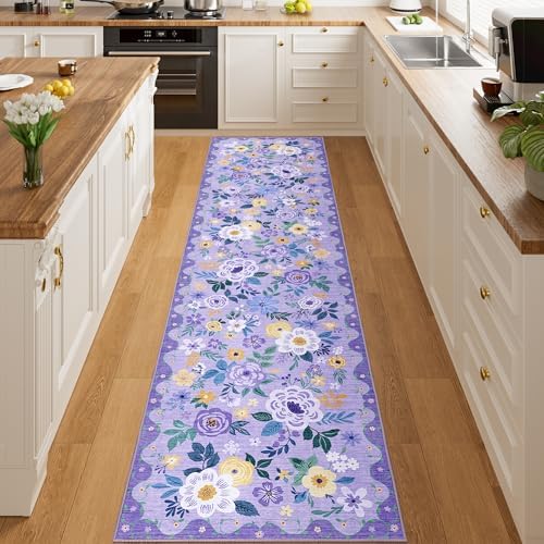 DUKINO 2x8 Runner Rug, Washable Runner Rug for Kitchen Non Slip, Purple - Image 5