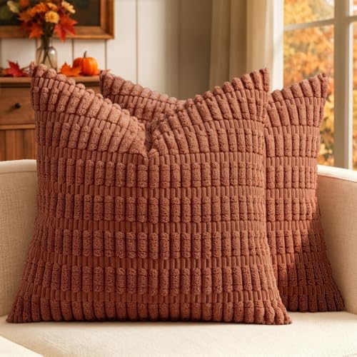 MIULEE Fall Euro Decorative Throw Pillow Covers 26x26 Dark Rust Pack of 2 by MIULEE