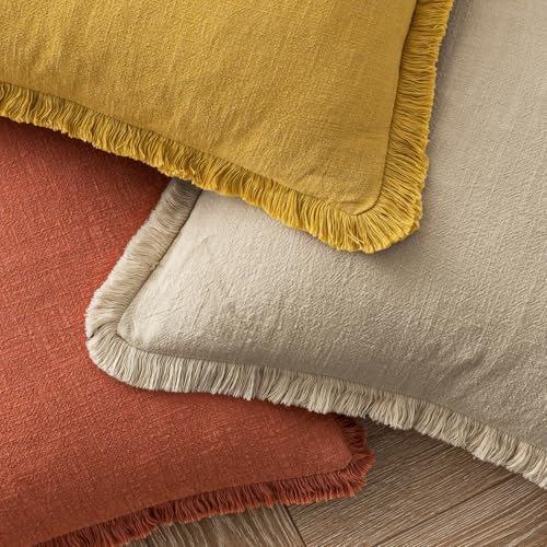 MIULEE Linen Decorative Fall Euro Throw Pillow Covers Burnt Orange 24x24 - Image 4