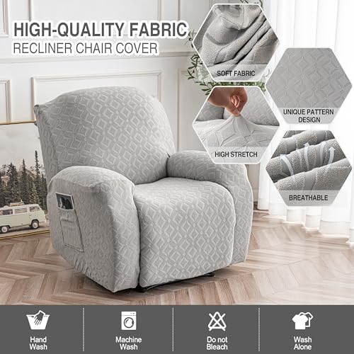Genina Waterproof Recliner Chair Cover,1 Seat Couch Cover,Light Gray - Image 3