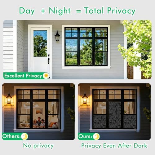 Upgraded Window Privacy Film Day & Night, Heat Blocking Anti-UV Save Energy - Image 5