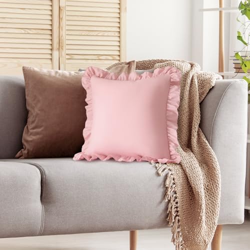 KKJIAF 2 Pack Ruffle Pillow Cases 24x24 Inches, Light Pink - Image 5