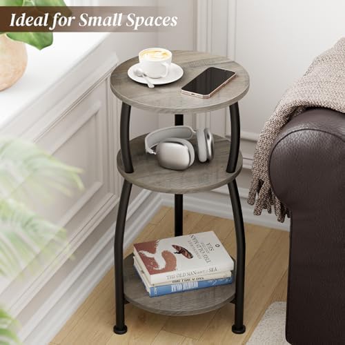 Small Round Side Table, 3-Tier Slim End Table for Small Spaces - Image 4