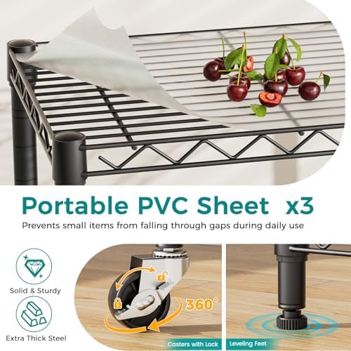 SINGAYE 5 Shelves Storage Shelf Wire Shelving Unit Metal Adjustable Wheels - Image 3