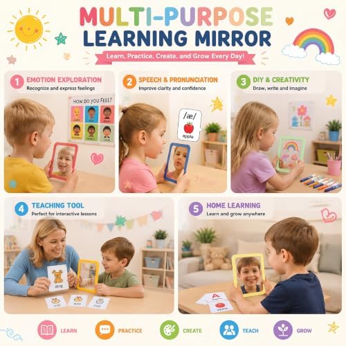 Dandat 10 Pcs 6x4 Shatter Proof Unbreakable Kids Mirrors, Hippie Color - Image 4
