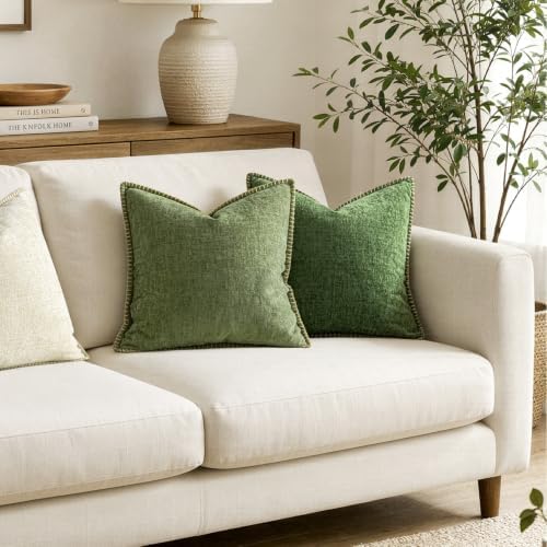 MIULEE Decorative Couch Throw Pillow Covers 20x20 Inch Sage Green 2 Pack - Image 4