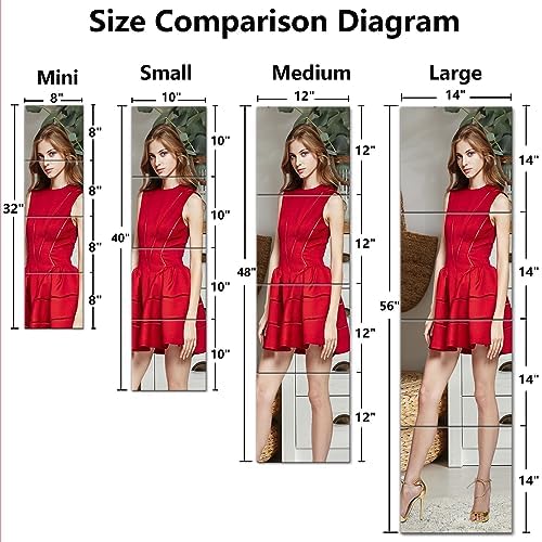 Unbreakable Full Length Wall Mirror, Over The Door Mirror, Thick 1/8", 56 x14 inch, 4 Pcs 14 x14 inch, Made of Shatterproof Plexiglass Acrylic, Long Mirrors for Bedroom, Workout for Home Gym Body - Image 6