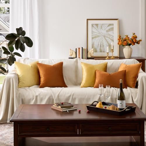 GIGIZAZA Burnt Orange Velvet Throw Pillow Covers 12x20 Pack of 2 - Image 6