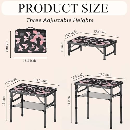 YihuiKo Small Camping Table, Vintage French Butterfly Pattern Folding Table - Image 3