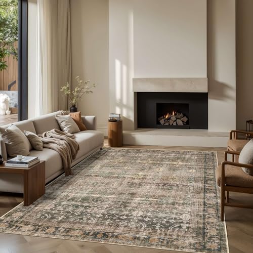 Rugxara Brown 6x9 Area Rugs Washable Rug for Living Room Dining Bedroom by Rugxara