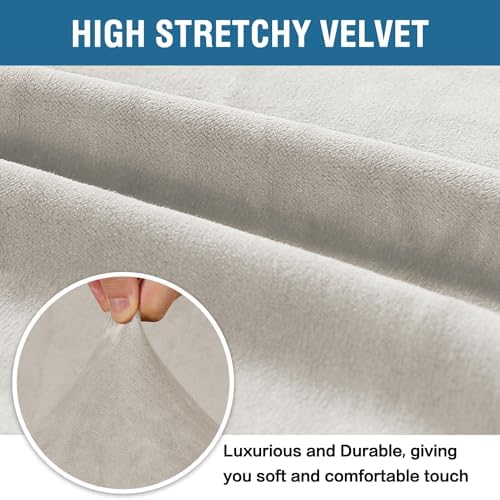 H.VERSAILTEX Stretch Velvet Armchair Cover Couch Covers 1 Cushion Chair Slipcover for Living Room Furniture Cover Crafted from Thick Comfy Rich Velour (Chair 31"-49", Oatmeal) - Image 3
