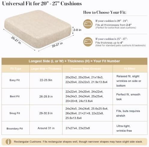8Pcs Patio Cushion Covers Stretch Outdoor Furniture Protector Slipcovers - Image 3