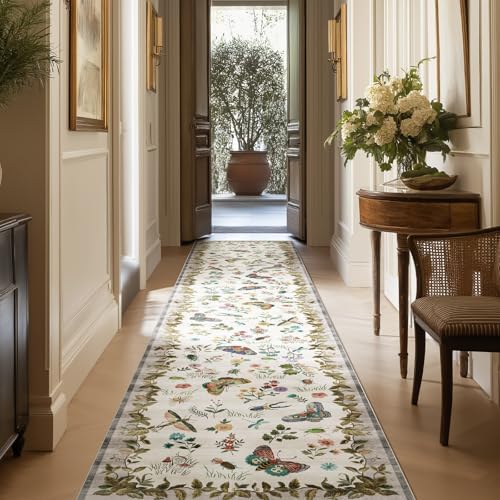 Machine Washable Kitchen Runner Rugs: 2'x10' Hallway Runner Stain Resistant Non Slip Low Pile Soft Indoor Carpet Runners for Hallways Entryway Kitchen Living Room Bedroom Bathroom Farmhouse by palohom