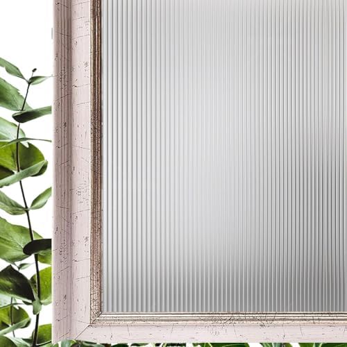 Window Glass Film, Privacy Removable Static Film, Ribbed, 17.5x78.7 Inch by Hoonng