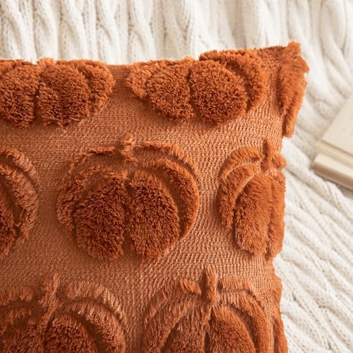 MIULEE Fall Pillow Covers Pumpkin Fall Decor 22x22 Dark Rust - Image 2