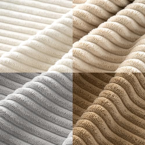 MIULEE Soft Corduroy Decorative Throw Pillow Covers Neutral 18x18 - Image 3