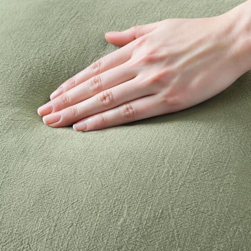 MIULEE Linen Fringe Decorative Euro Throw Pillow Covers Sage Green 26x26 - Image 2