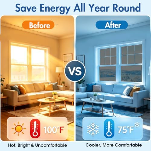 Coavas One Way Privacy Window Film,Daytime Window Tint for Home, Reflective Mirror Glass Window Film See Out Not in,Heat UV Blocking Anti-Glare Window Covers with 3 Tools, 35.4 x 197 Inch, Black - Image 2