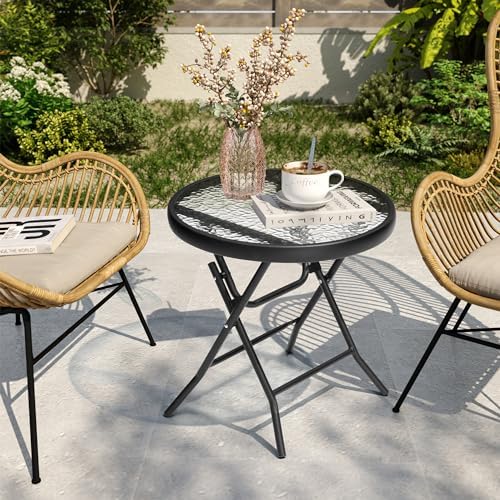 Outdoor Side Table, Small Patio End Table Set of 2, Black - Image 5