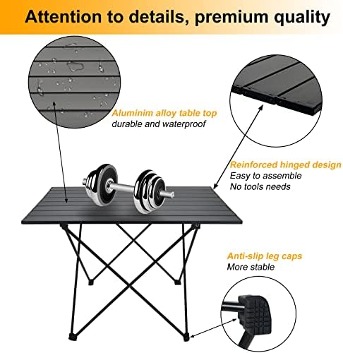 Foldable Camping Side Table, Ultralight Small Beach Table Aluminum, Portable Outdoor Table with Carry Bag and Storage for Picnic, Grill, Hiking, Fishing, Sand, Camping Essentials(L) - Image 4