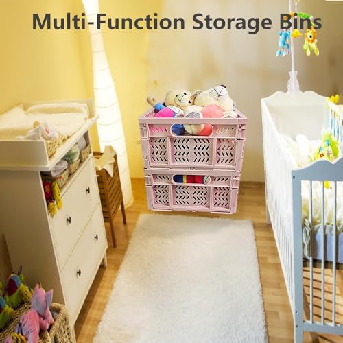 20L Foldable Crates, 4Pcs Plastic Crates Baskets for Home Office Storage. - Image 6