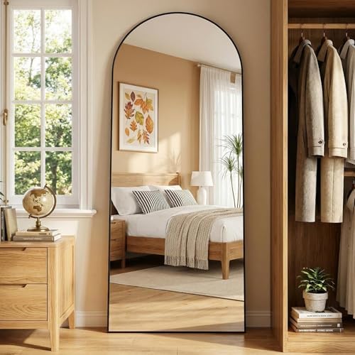 71"x28" Arched Full Length Mirror, Full Body Mirror, Black by Furnbar