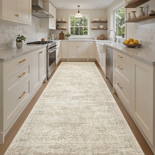 Soalmost Washable 4x10 Hallway Runner Rug Non-Slip Kitchen Entry Rugs Beige - Image 3