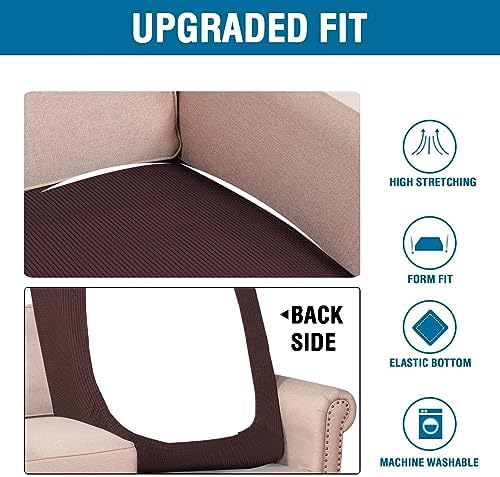 H.VERSAILTEX Super Stretch Individual Chaise Cover Sectional Couch Covers for L Shaped Sofa Both Left/Right Featuring Thick Jacquard Textured Twill Fabric (1 Piece Chaise Cover, Chocolate) - Image 6