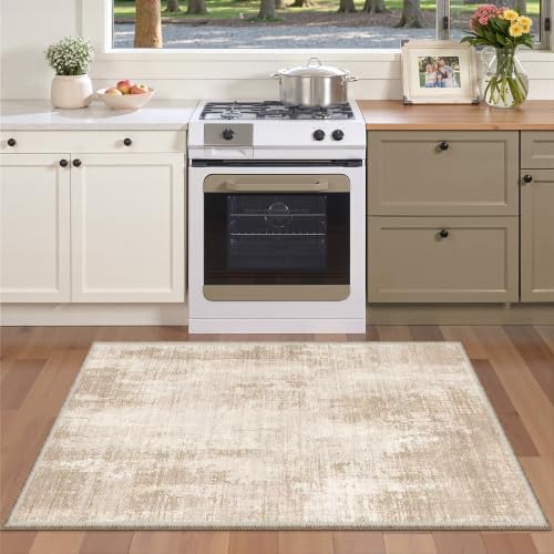 Valenrug 4x6 Area Rug for Entryway, Non Slip Washable Bedroom Rug, Beige by Valenrug