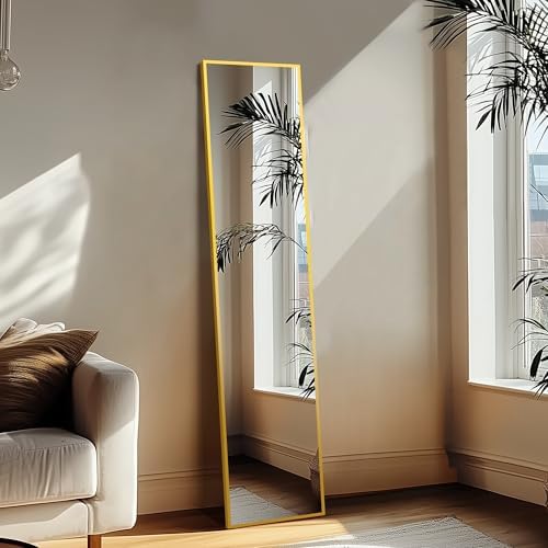 Delma Full Length Mirror with Stand, 56x15 Gold Floor Mirror - Image 2