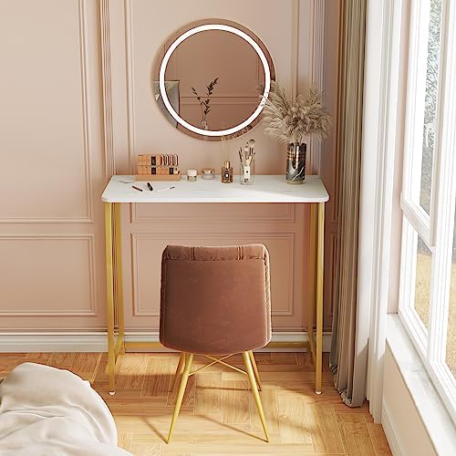 WOHOMO Folding Desk, 39.4" Foldable Computer Table for Small Spaces, Gold - Image 3