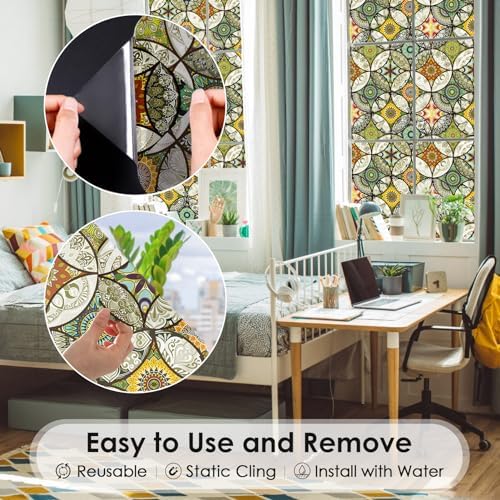 DKTIE Static Cling Decorative Window Film Easy to Install 35.4" x 118.1" - Image 4