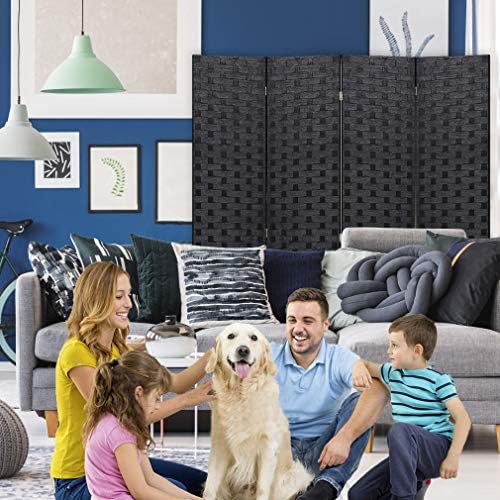 FDW 4-Panel Folding Room Divider | 6ft, Black | Light & Portable - Image 3