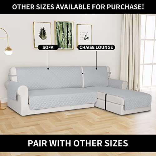 Easy-Going Reversible Chaise Lounge Couch Cover Water Resistant Sofa Cover Sectional L Shaped Sofa Slipcover with Adjustable Straps Furniture Protector for Dogs (115X34 in, Light Gray/Light Gray) - Image 2
